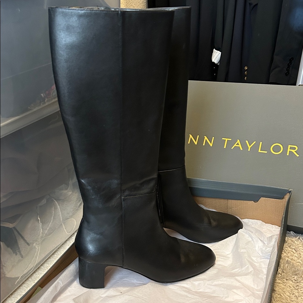 Ann Taylor Women's Black Leather Tall Boots